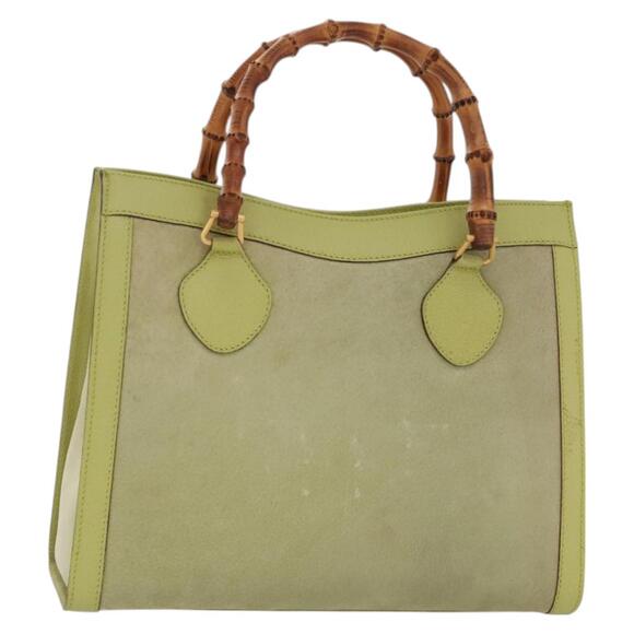 GUCCI Bamboo Hand Bag Suede Leather Lime Green Gold 002 123 002 123 - Picture 1 of 13